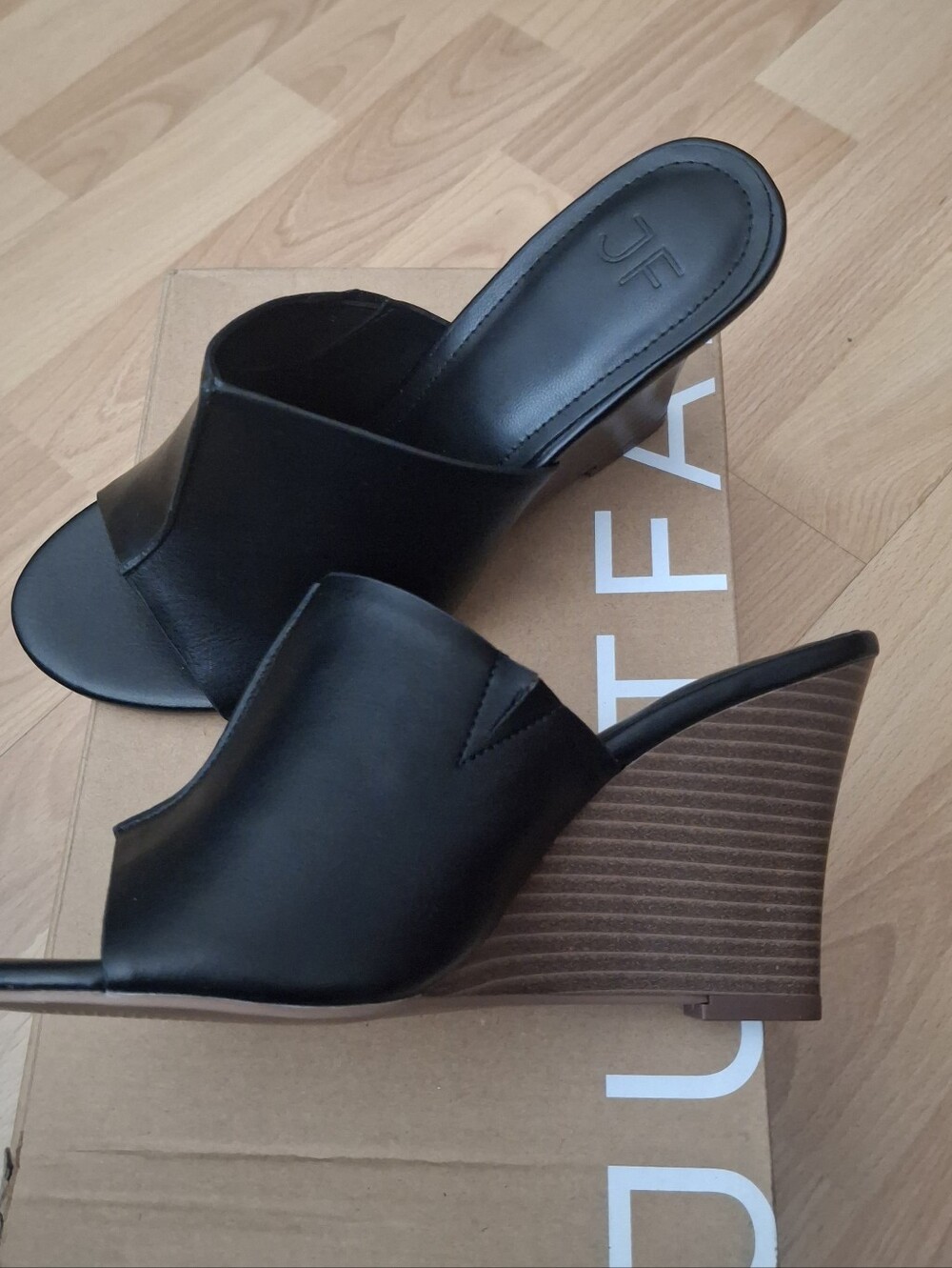 Black Wedge Heeled Sandals Just Fab